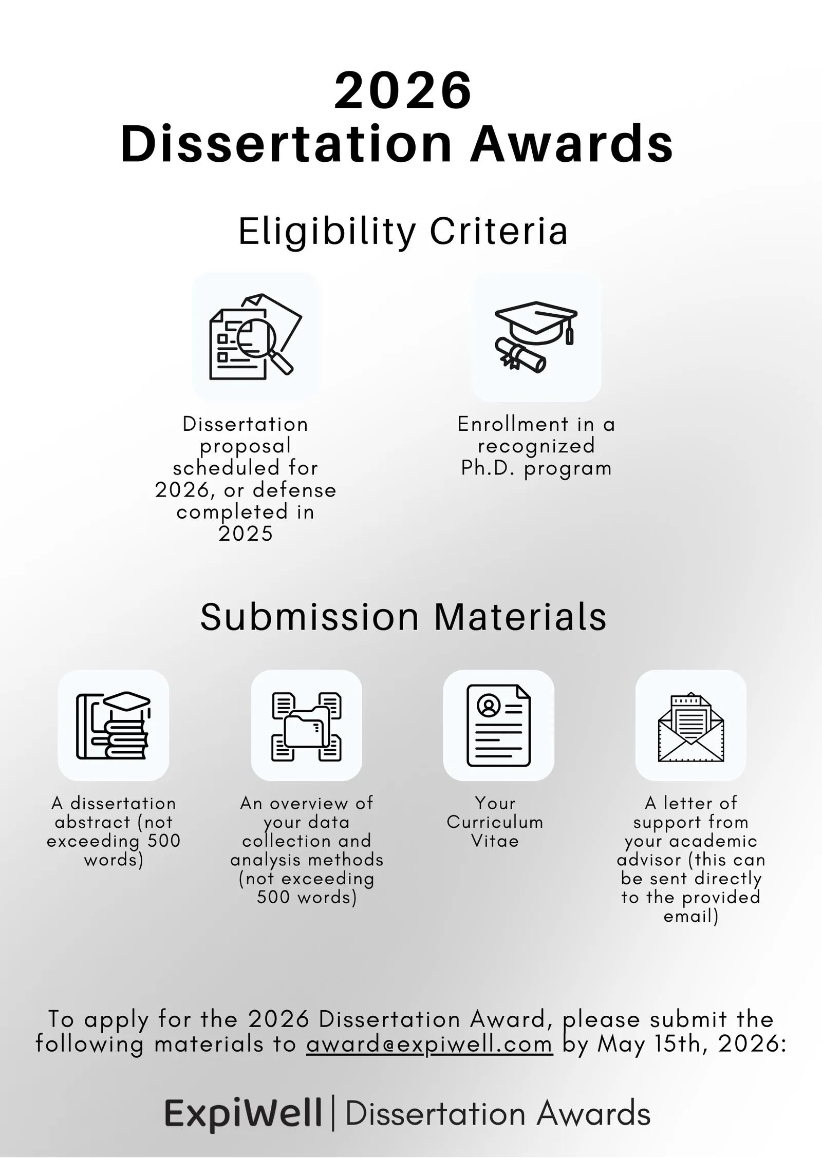 2026 ExpiWell Dissertation Awards Criteria and requirements