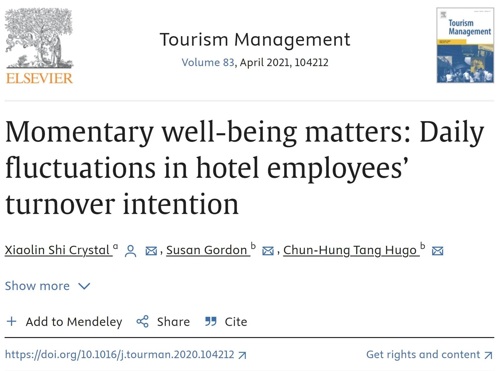 Tourism management paper
