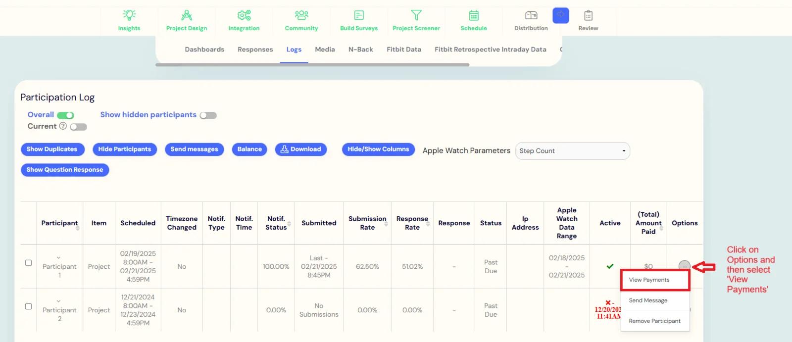 Participant Payments