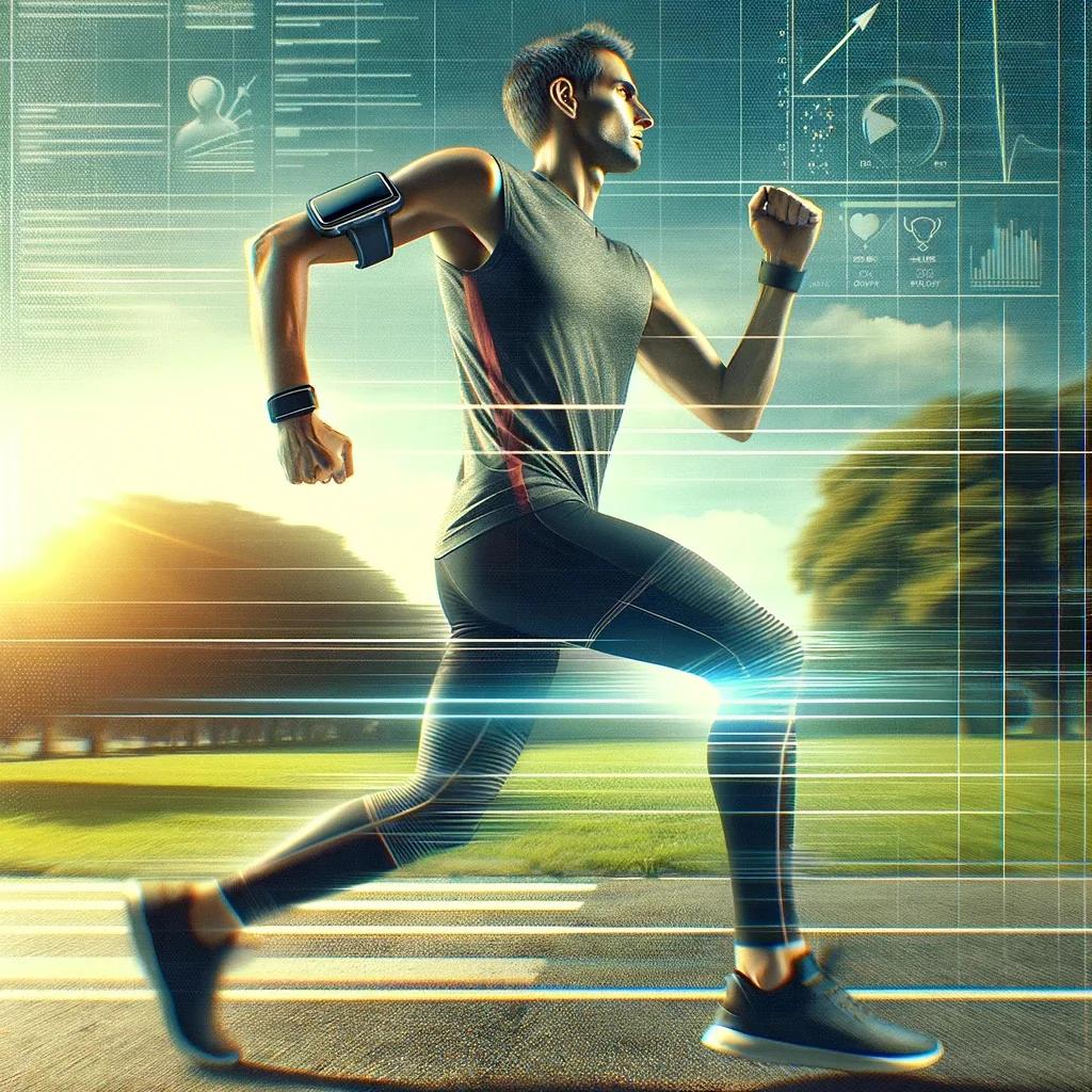 A man wearing a sensor while running or jogging.