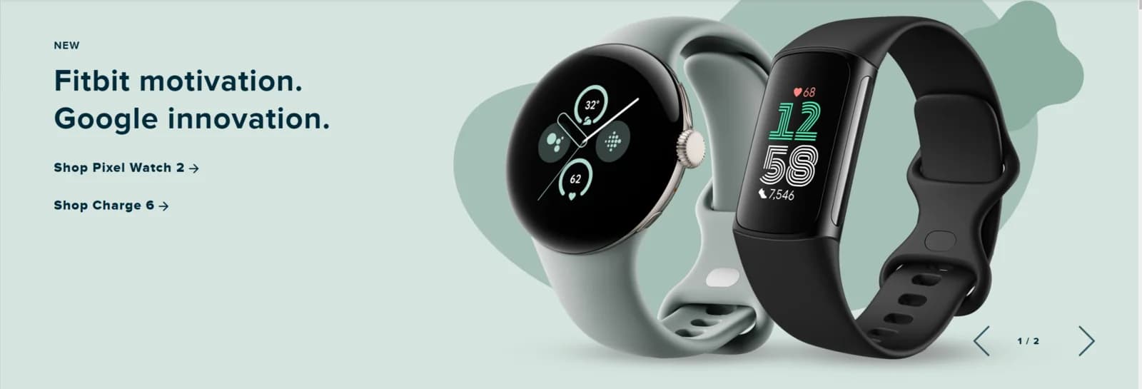 A web banner of Fitbit watches for Google innovation