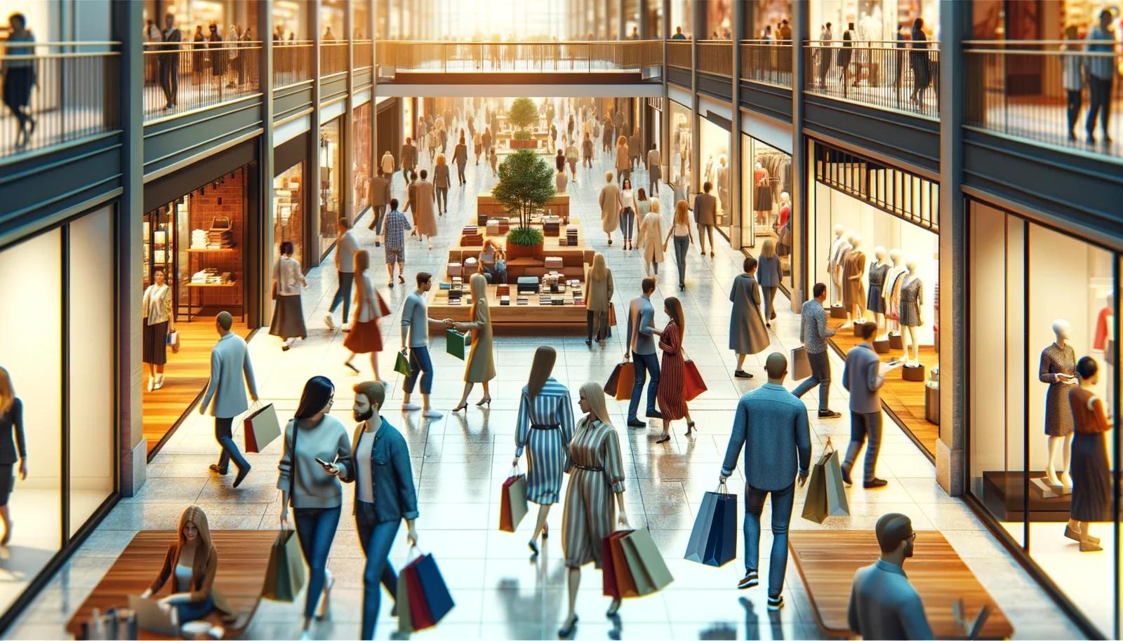 Shoppers inside a mall