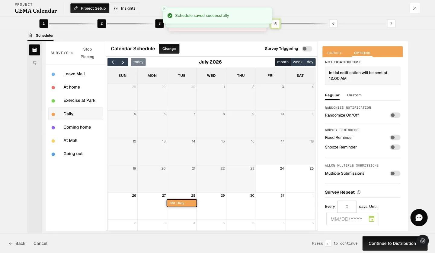 The survey Options panel with the Allow Multiple Submissions toggle